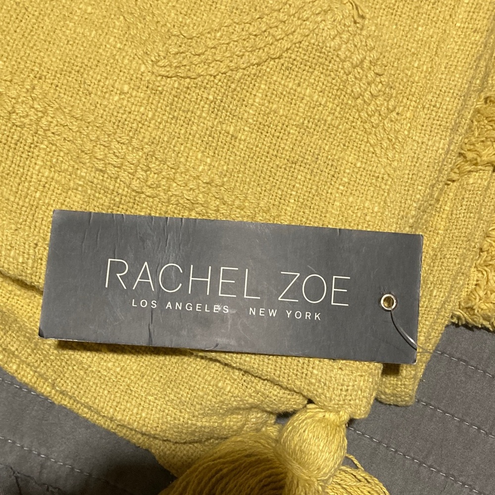 Rachel Zoe Yellow Textured Throw Blanket with tassels - Picture 6 of 9